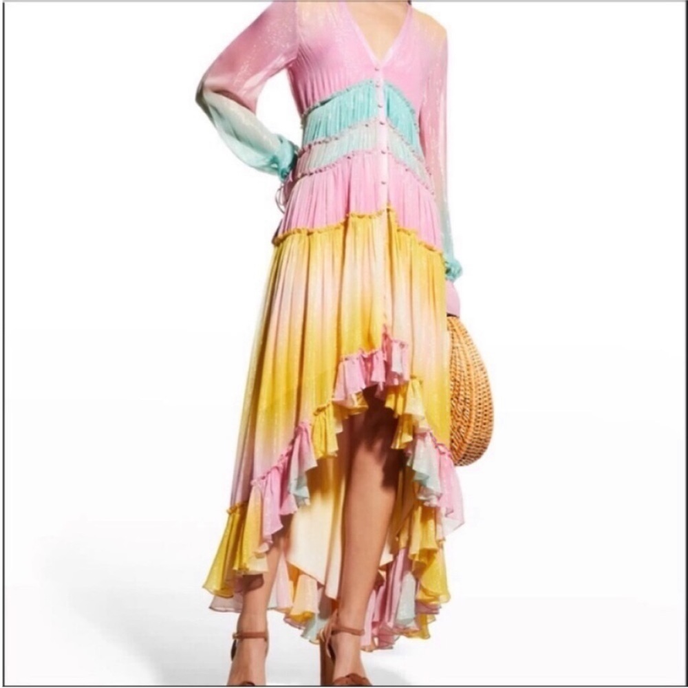 ROCOCO SAND Maxi Dress Summer Sequin Pastel High-Low - Picture 6 of 13